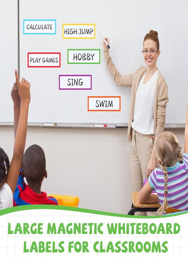 Trandraft 24 Pcs Large Magnetic Dry Erase Labels for Classroom, 12 x 4 Inch Rectangle Magnetic Name Plates Label Flexible Magnet Stickers for Whiteboards Refrigerator (Frame Style) - Image 3